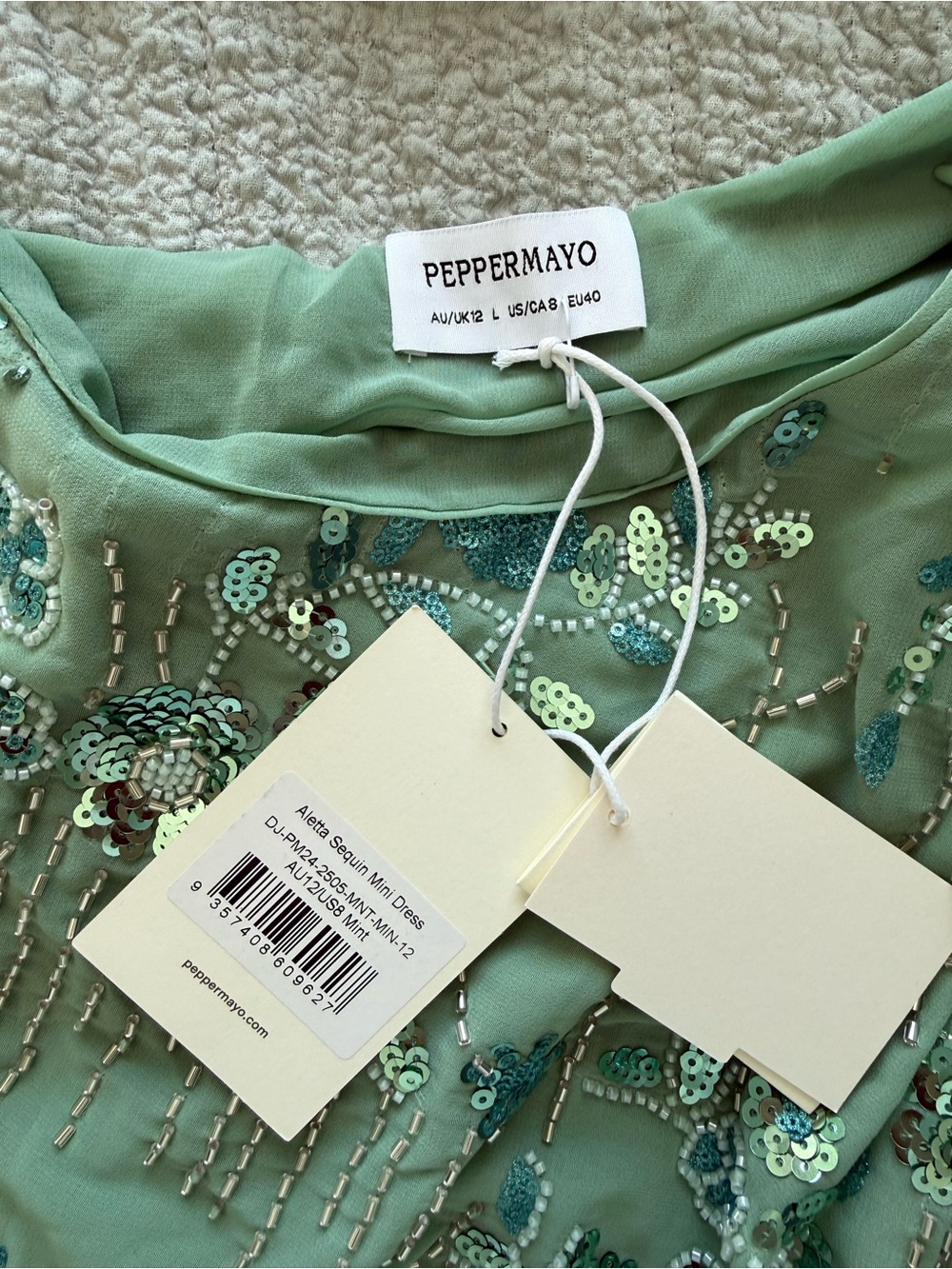 Peppermayo Mint Green One-Shoulder Embroidered Two-Piece Dress - Picture 5 of 6